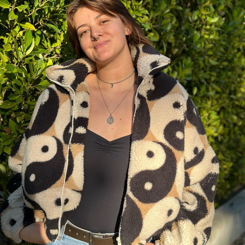 Yin Yang fleece crop jacket